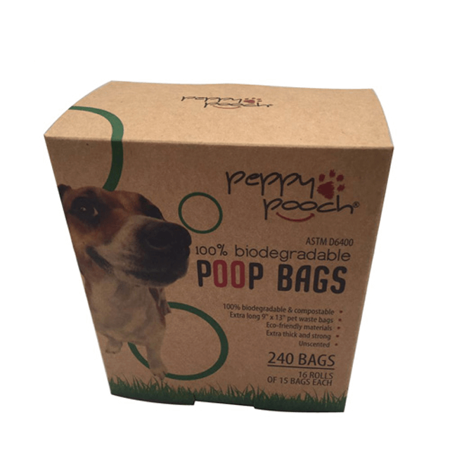 Peppy Pooch Pet Waste Bags - Earth Friendly - Large Poop Bags, 240 Bags (16 Rolls) Unscented