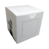 white cube shaped box tuck top bottom style