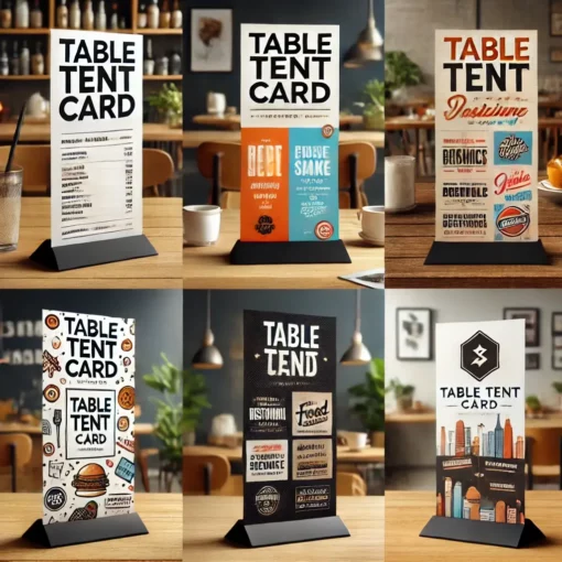 Assorted sizes of custom table tents available in Lewes, Delaware